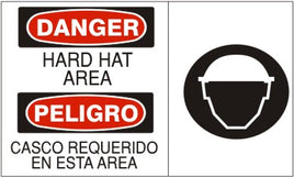 Danger Hard Hat Area Bilingual Signs | M-9905