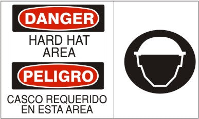Danger Hard Hat Area Bilingual Signs | M-9905