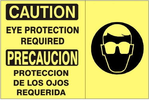 Caution Eye Protection Required Bilingual Signs | M-9906