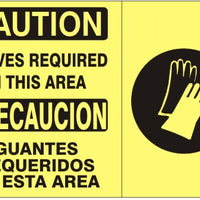 Caution Gloves Required In This Area Bilingual Signs | M-9907