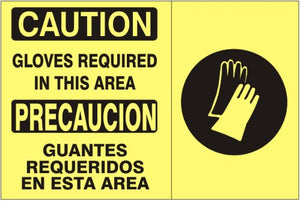 Caution Gloves Required In This Area Bilingual Signs | M-9907