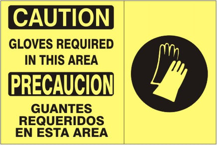 Caution Gloves Required In This Area Bilingual Signs | M-9907