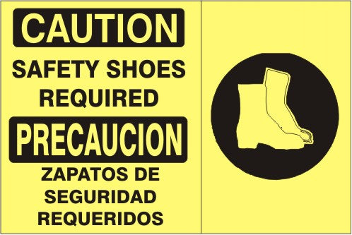 Caution Safety Shoes Required Bilingual Signs | M-9915