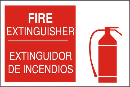 Fire Extinguisher With Graphic Bilingual Signs | M-9916