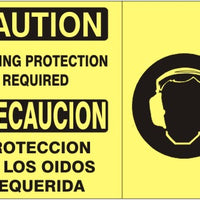 Caution Hearing Protection Required Bilingual Signs | M-9917