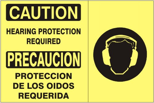 Caution Hearing Protection Required Bilingual Signs | M-9917