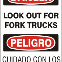 Danger Look Out For Forklifts Bilingual Signs | M-9922