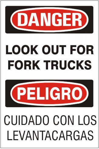 Danger Look Out For Forklifts Bilingual Signs | M-9922