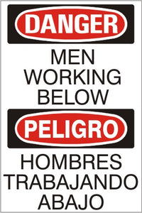 Danger Workers Working Below Bilingual Signs | M-9926