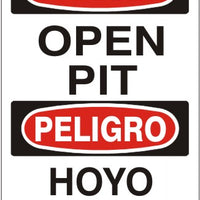 Danger Open Pit Bilingual Signs | M-9929