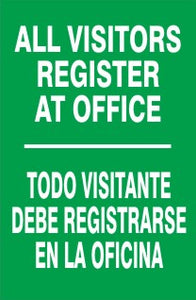 All Visitors Register At Office Bilingual Signs | M-9933