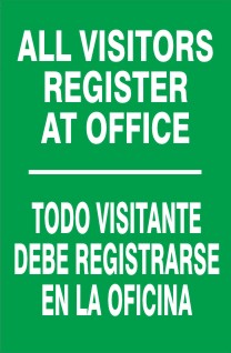 All Visitors Register At Office Bilingual Signs | M-9933