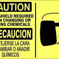 Caution Face Sheild Required When Changing Or Adding Chemicals Bilingual Signs | M-9938