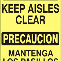 Caution Keep Aisles Clear Bilingual Signs | M-9940
