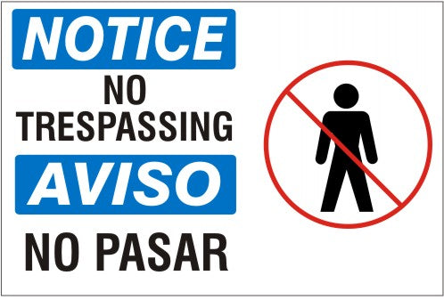 Notice No Trespassing Bilingual Signs | M-9944