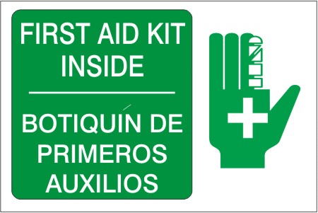 First Aid Kit Inside With Graphic Bilingual Signs | M-9947