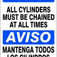 Notice All Cylinders Must Be Chained At All Times Bilingual Signs | M-9960