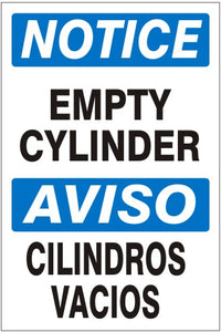 Notice Empty Cylinder Bilingual Signs | M-9961