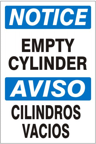 Notice Empty Cylinder Bilingual Signs | M-9961