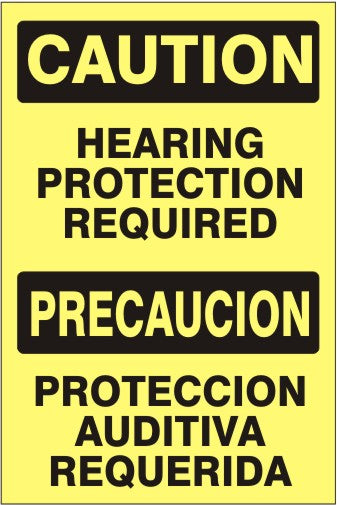 Caution Hearing Protection Required Bilingual Signs | M-0009