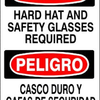 Danger Hard Hat And Safety Glasses Required Bilingual Signs | M-0716