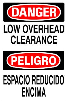 Danger Low Overhead Clearance Bilingual Signs | M-0728