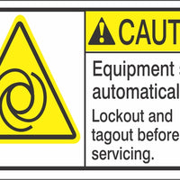 ANSI Z535 Caution Equipment Starts Automatically Labels | ML-01