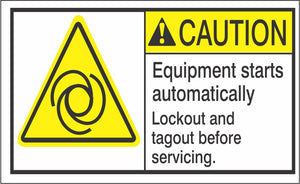 ANSI Z535 Caution Equipment Starts Automatically Labels | ML-01