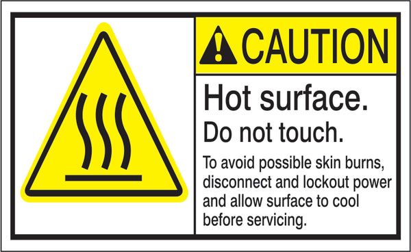 ANSI Z535 Caution Hot Surface Do Not Touch Labels | ML-02