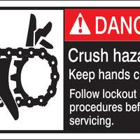 ANSI Z535 Danger Crush Hazard Keep Hands Clear Labels | ML-04