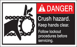 ANSI Z535 Danger Crush Hazard Keep Hands Clear Labels | ML-04