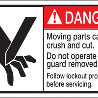 ANSI Z535 Warning Moving Parts Can Crush and Cut Labels | ML-12