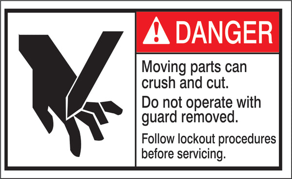 ANSI Z535 Danger Moving Parts Can Crush and Cut Labels | ML-06
