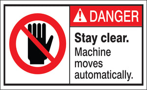 ANSI Z535 Danger Stay Clear Machine Moves Automatically Labels | ML-08