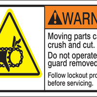 ANSI Z535 Warning Moving Parts Can Crush and Cut Labels | ML-15