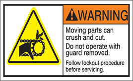 ANSI Z535 Warning Moving Parts Can Crush and Cut Labels | ML-15
