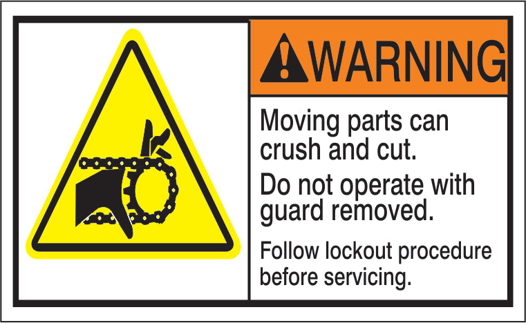 ANSI Z535 Warning Moving Parts Can Crush and Cut Labels | ML-15