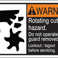 ANSI Z535 Warning Rotating Cutter Hazard Labels | ML-18