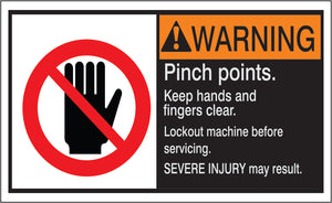 ANSI Z535 Warning Pinch Points Keep Hands Fingers Clear Labels | ML-19