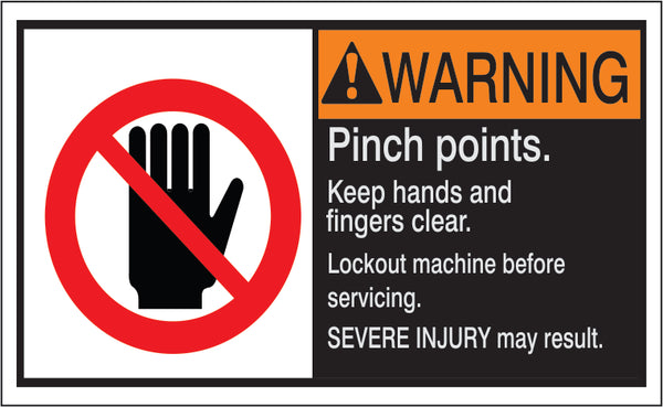 ANSI Z535 Warning Pinch Points Keep Hands Fingers Clear Labels | ML-19