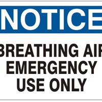 Notice Breathing Air Emergency Use Only Signs | N-0502