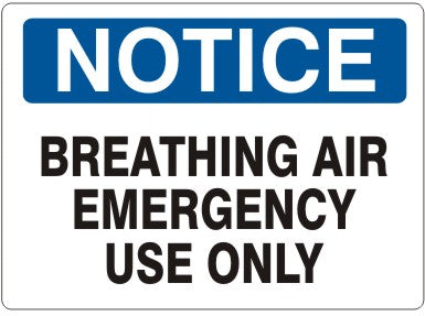 Notice Breathing Air Emergency Use Only Signs | N-0502