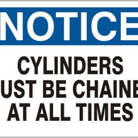 Notice Cylinders Must Be Chained At All Times Signs | N-0803