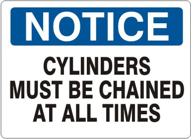 Notice Cylinders Must Be Chained At All Times Signs | N-0803