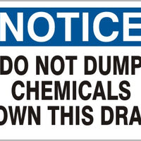 Notice Do Not Dump Chemicals Down This Drain Signs | N-1105