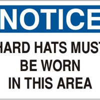 Notice Hard Hats Must Be Worn In This Area Signs | N-3704