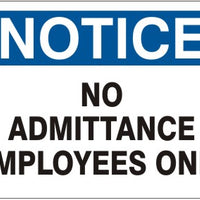 Notice No Admittance Employees Only Signs | N-4703