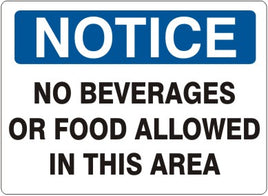 Notice No Beverages Or Food Allowed In This Area Signs | N-4709