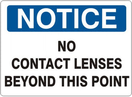 Notice No Contact Lenses Beyond This Point Signs | N-4711
