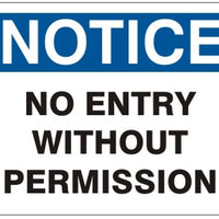 Notice No Entry Without Permission Signs | N-4719